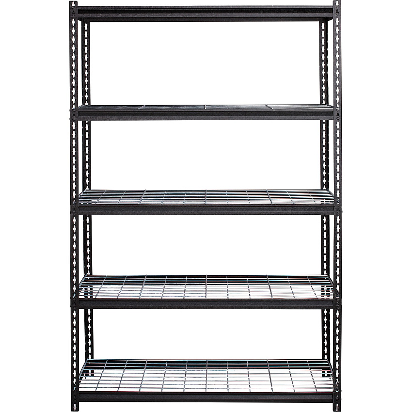 Lorell Wire Deck Shelving 5 Shelf(ves) - 72" Height x 48" Width x 18" Depth - Easy to Clean, Heavy Duty, Rust Resistant, Durable - 28% Recycled - Powder Coated - Black - Steel - 1 Each (LLR99930)