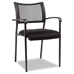 Alera Eikon Series Stacking Mesh Guest Chair, Supports Up to 275 lb, Black, 2/Carton (ALEEK43ME10B)