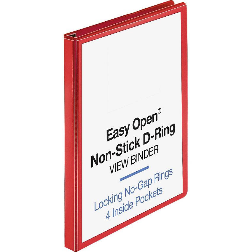 Business Source Red D-ring Binder 1" Binder Capacity - Fastener: D-Ring - Pocket: 4 - Polypropylene - Red - Non-stick, Labeling Area - 1 Each (BSN26979)