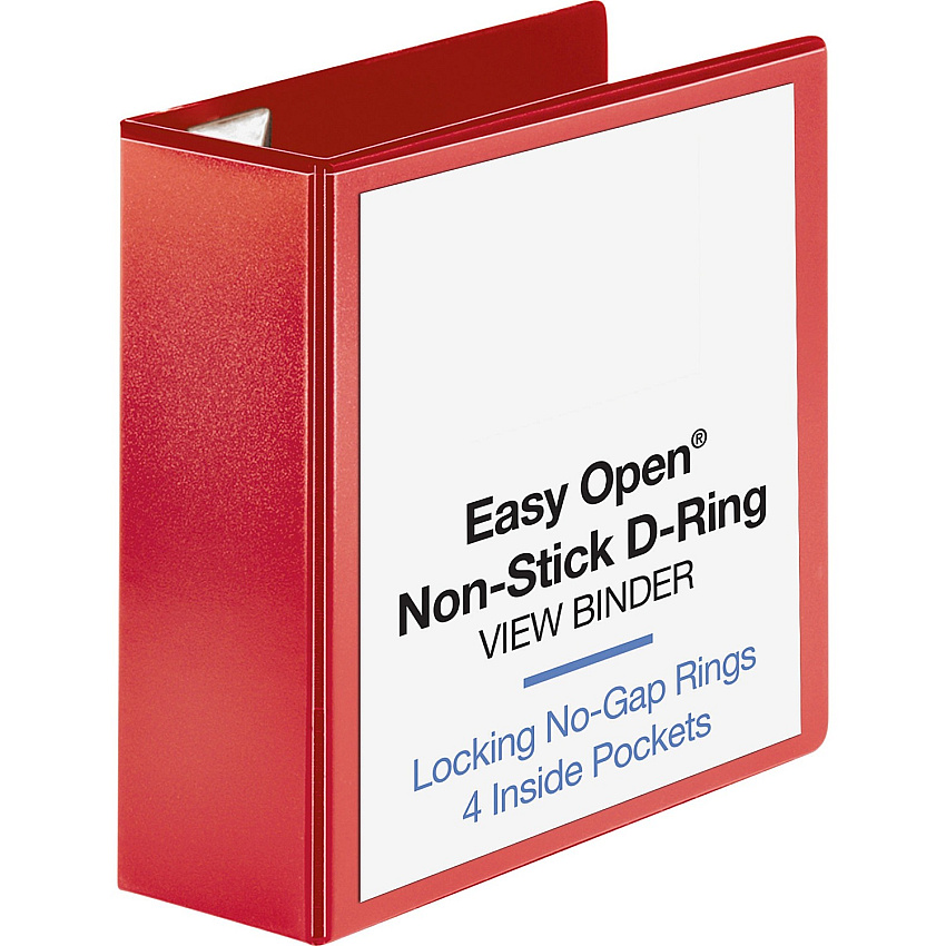 Business Source Red D-ring Binder 4" Binder Capacity - Fastener: D-Ring - Pocket: 4 - Polypropylene - Red - Non-stick, Labeling Area - 1 Each (BSN26983)