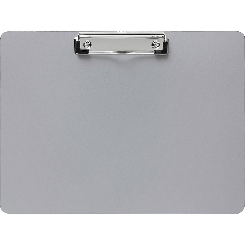 Business Source Landscape Plastic Clipboard 8 1/2" x 11" Sheet Size - Plastic - Silver - 1 Each (BSN49266)