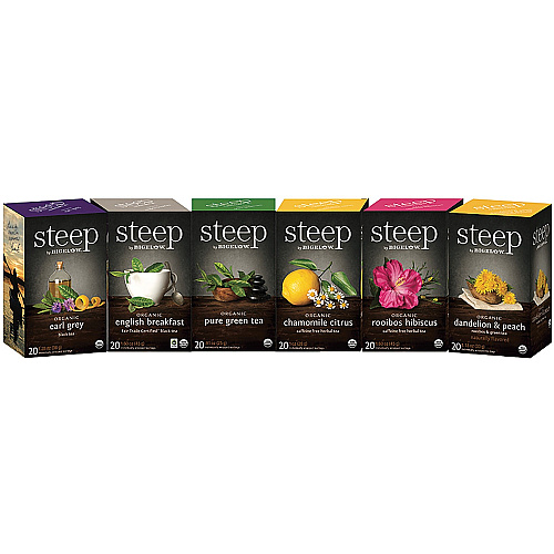 Steep by Bigelow&reg; Organic Assorted Flavor Bag 120 Teabag - 20/Box - 20 / Carton (27777)