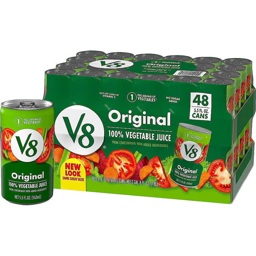 V8 Original 100% Vegetable Juice Ready-to-Drink - 5.50 fl oz (163 mL) - 48 / Carton (0882)