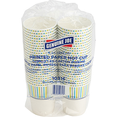 Genuine Joe 8 oz Hot Beverage Cups 8 fl oz - Assorted - Paper - Hot Chocolate, Cappuccino, Tea, Coffee, Beverage - 50 / Pack (GJO10316)