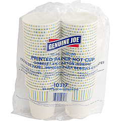 Genuine Joe 10 oz Hot Beverage Cups 10 fl oz - Assorted - Paper - Hot Chocolate, Cappuccino, Tea, Coffee, Beverage - 50 / Pack (GJO10317)