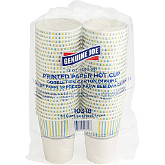 Genuine Joe 12 oz Hot Beverage Cups 12 fl oz - Assorted - Paper - Hot Chocolate, Cappuccino, Tea, Coffee, Beverage - 50 / Pack (GJO10318)