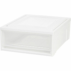 IRIS Stackable Storage Box Drawer External Dimensions: 19.6" Length x 15.7" Width x 7" Height - 5.50 gal - Stackable - Plastic - Clear, White - For Accessories, Craft Supplies, Toiletries - 4 / Carton (129770)