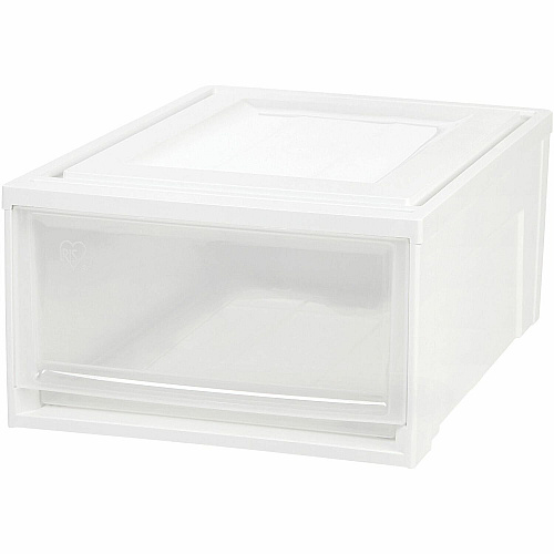IRIS Stackable Storage Box Drawer External Dimensions: 19.6" Length x 15.7" Width x 9" Height - 15 lb - 7.72 gal - Stackable - Plastic - Clear, White - For Clothes, Craft Supplies, Towel - 3 / Carton (129771)