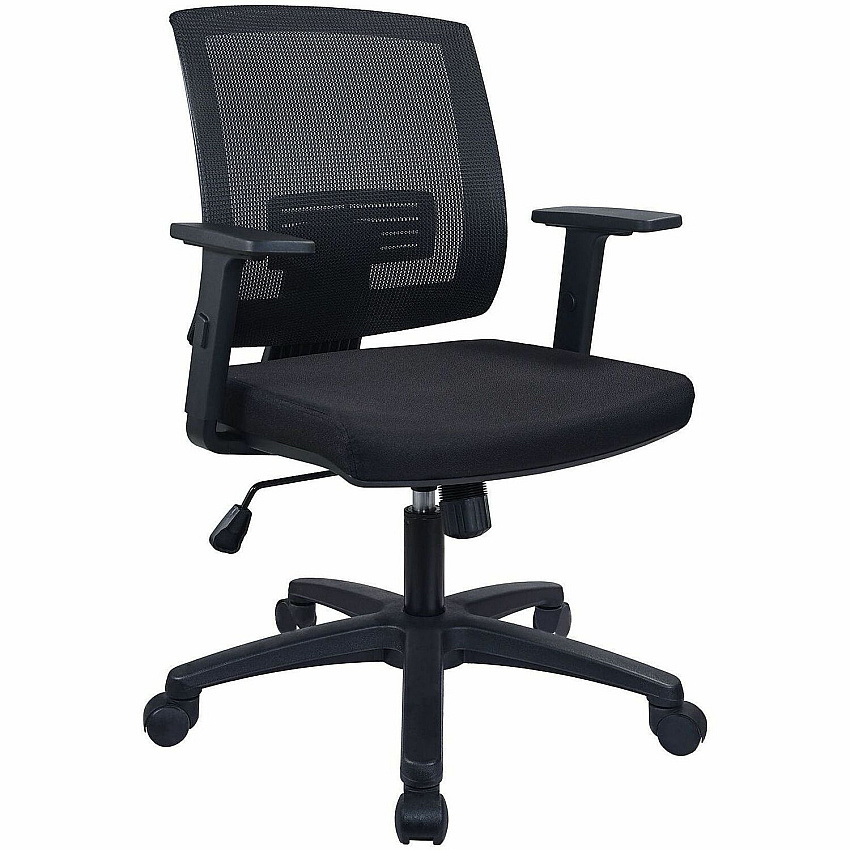 Lorell SOHO Mesh Mid-back Task Chair Black Seat Color - Fabric Seat Material - Black Back Color - Mesh Back Material - Mid Back - 5-star Base - Armrest - 1 Each (LLR41842)