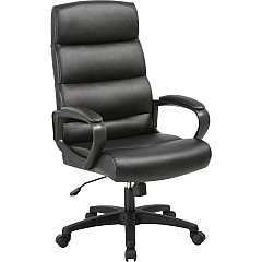 SOHO Colline High-Back Chair with Fixed Arms Black Seat Color - Bonded Leather Seat Material - Black Back Color - Bonded Leather Back Material - High Back - 5-star Base - 1 Each (LLR41843)