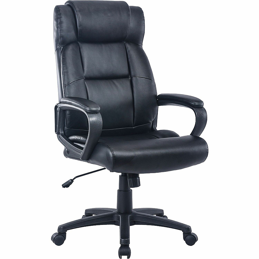 Lorell High-back Executive Chair Black Seat Color - Bonded Leather Seat Material - Black Back Color - Bonded Leather Back Material - High Back - 5-star Base - 1 Each (LLR41844)