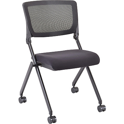 Lorell Mobile Mesh Back Nesting Chairs Black Seat Color - Fabric Seat Material - Metal Frame Material - 2 / Carton (LLR41846)