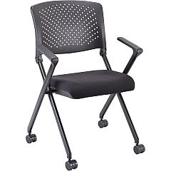 Lorell Upholstered Foldable Nesting Chairs with Arms Black Seat Color - Fabric Seat Material - Black Back Color - Plastic Back Material - Metal Frame Material - 2 / Carton (LLR41847)
