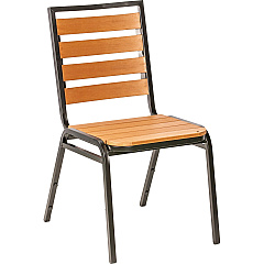 Lorell Outdoor Chairs Teak Seat Color - Faux Wood Seat Material - Teak Back Color - Faux Wood Back Material - Four-legged Base - 4 / Carton (LLR42685)