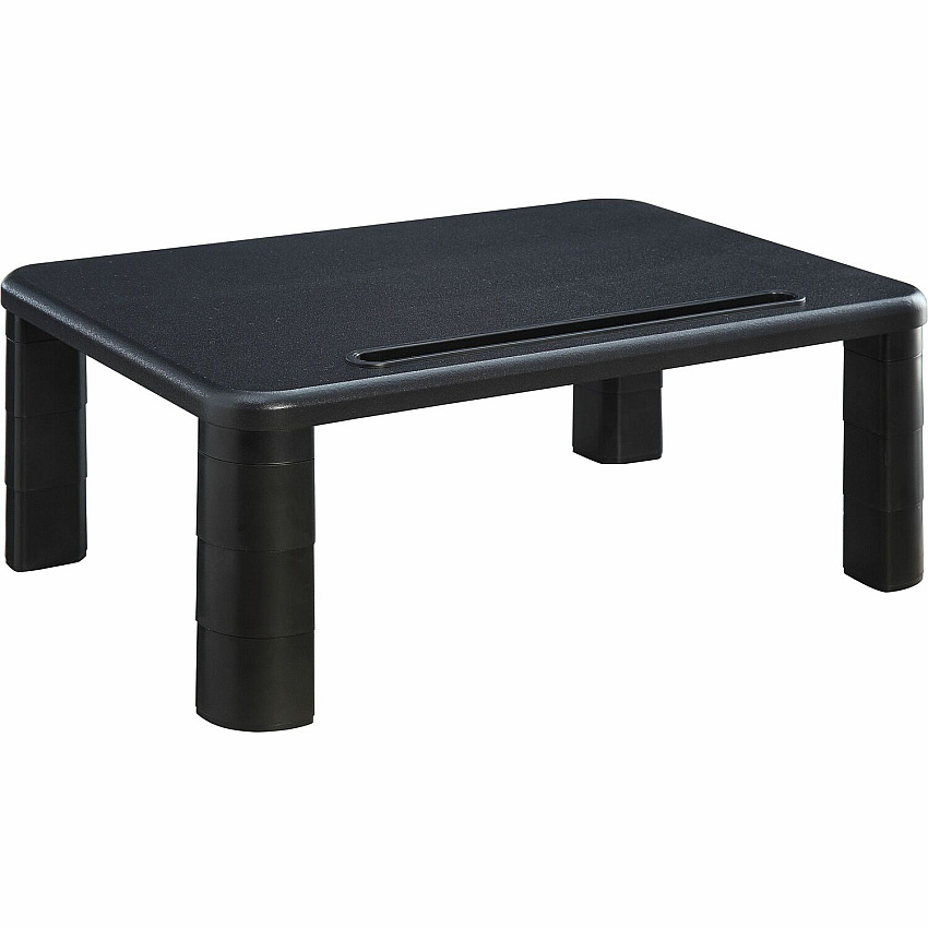Lorell Height-Adjustable Monitor Riser 4" Height x 19.75" Width - Desktop - Black - 1 Each (LLR99991)