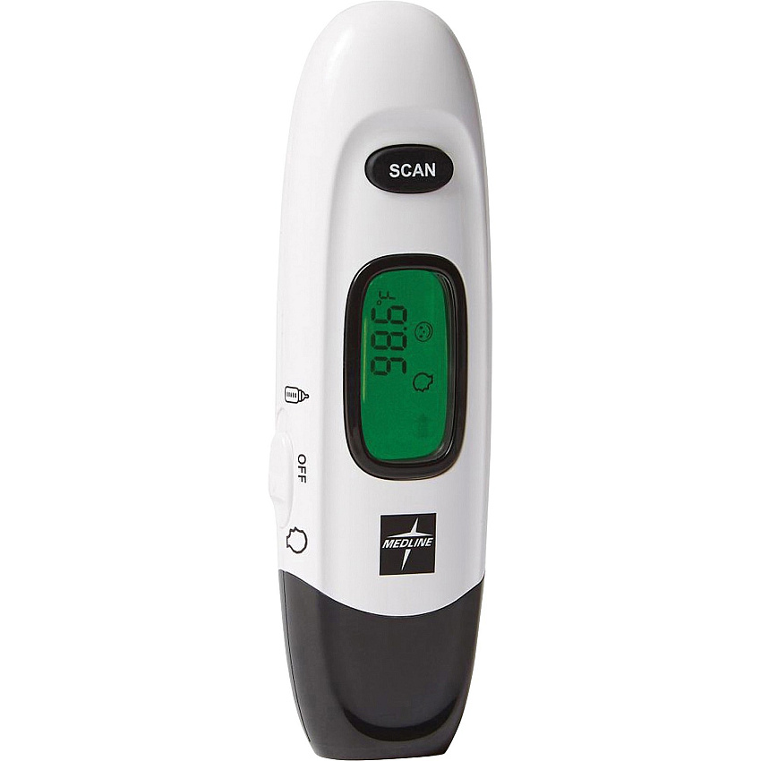 Medline No Touch Forehead Thermometer Reusable, Dual Dial, Infrared - For Home, Forehead, Clinical - White - 1 Each (MDSNOTOUCH)
