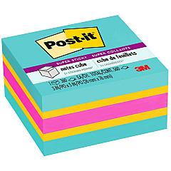 Post-it® Super Sticky Notes Cube 3" Flag/Note Width x 3" Flag/Note Length - Square - 360 Sheets per Pad - Aqua Splash, Sunnyside, Power Pink - Paper - Sticky, Recyclable - 1 Pack (2027SSAFG) Post-it® Super Sticky Notes Cube 3" Flag/Note Width x 3" Flag/Note Length - Square - 360 Sheets per Pad - Aqua Splash, Sunnyside, Power Pink - Paper - Sticky, Recyclable - 1 Pack (2027SSAFG)