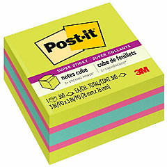 Post-it® Super Sticky Notes Cube 3" Flag/Note Width x 3" Flag/Note Length - Square - 360 Sheets per Pad - Guava, Acid Lime, Aqua Splash - Paper - Sticky, Recyclable - 1 Pack (2027SSGFA) Post-it® Super Sticky Notes Cube 3" Flag/Note Width x 3" Flag/Note Length - Square - 360 Sheets per Pad - Guava, Acid Lime, Aqua Splash - Paper - Sticky, Recyclable - 1 Pack (2027SSGFA)