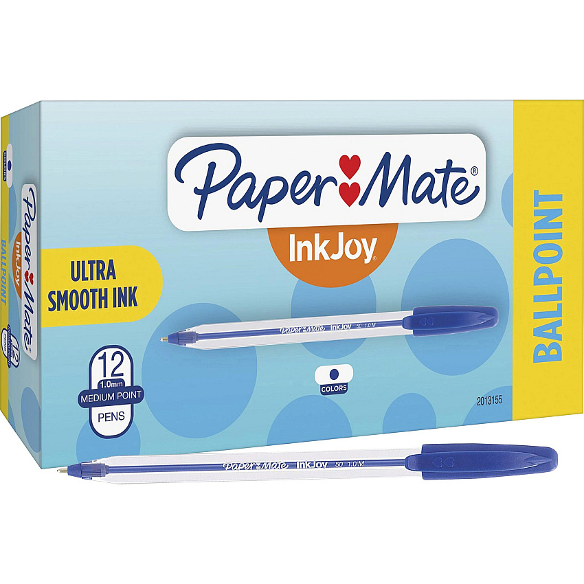 Paper Mate InkJoy 50 Stick Ballpoint Pens Medium Pen Point - Blue Ink - 12 / Dozen (2013155)