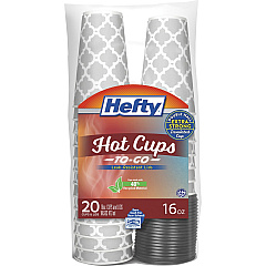 Hefty 16 oz Hot Cups & Lids To-Go 16 fl oz - Gray, Silver - Coffee - 20 / Pack (C20016)