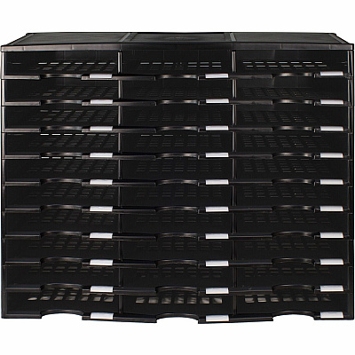 Storex Stackable Literature Sorter 15000 x Sheet - 30 Compartment(s) - Compartment Size : 9.50" x 12" - 25.50" Height x 14.13" Width31.38" Length - Black - Plastic - 1 Each (61419U01C)