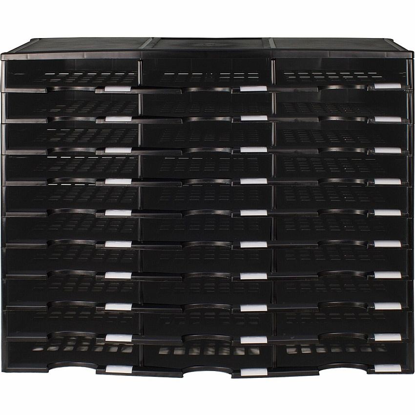 Storex Stackable Literature Sorter 15000 x Sheet - 30 Compartment(s) - Compartment Size : 9.50" x 12" - 25.50" Height x 14.13" Width31.38" Length - Black - Plastic - 1 Each (61419U01C)
