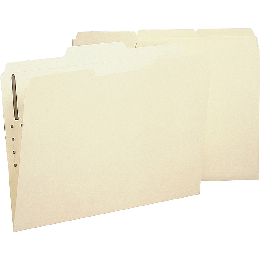 Business Source 1/3 Tab Cut Legal Recycled Fastener Folder 8 1/2" x 14" - 1 Fastener - 2 Plys - Manila - 10% Recycled - 50 / Box (BSN17230)