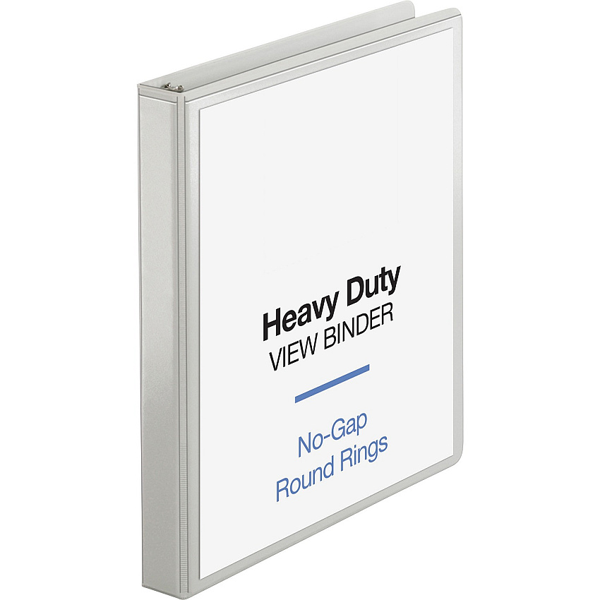 Business Source Heavy-duty View Binder 1" Binder Capacity - Letter - 8 1/2" x 11" Sheet Size - 225 Sheet Capacity - Fastener: Round Ring - Pocket: 2, Internal - Polypropylene-covered Chipboard - White - Wrinkle-free, Non-glare, Ink-transfer Res (BSN19601)