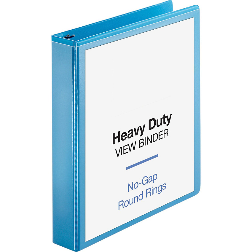 Business Source Heavy-duty View Binder 1 1/2" Binder Capacity - Letter - 8 1/2" x 11" Sheet Size - 350 Sheet Capacity - Fastener: Round Ring - Pocket: 2, Internal - Polypropylene-covered Chipboard - Light Blue - Wrinkle-free, Non-glare, Ink-tra (BSN19652)