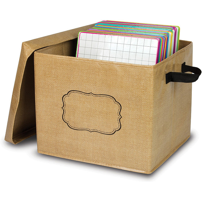 Teacher Created Resources Burlap Storage Box Lift-off Closure - Brown - For Toy, Classroom Supplies, Book, Notepad - 1 Each (20834)