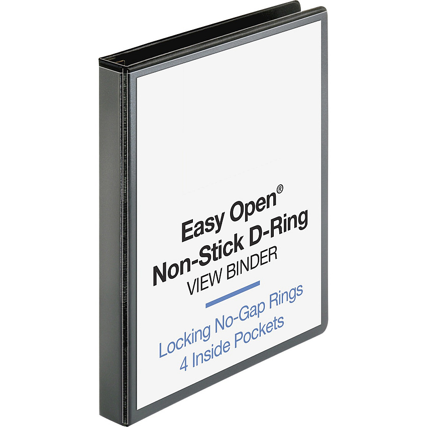 Business Source Locking D-Ring View Binder 1" Binder Capacity - Letter - 8 1/2" x 11" Sheet Size - 200 Sheet Capacity - Fastener: D-Ring - Pocket: 4, Inside Front & Back - Polypropylene, Chipboard - Black - Recycled - Locking Ring, Clear Overla (BSN26956)