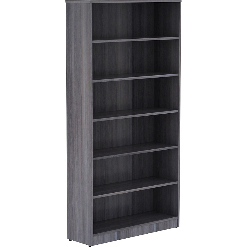 Lorell Laminate Bookcase 6 Shelf(ves) - 72" Height x 36" Width x 12" Depth - Sturdy, Adjustable Shelf, Square Corner, Adjustable Feet - Weathered Charcoal - Thermally Fused Laminate - 1 Each (LLR69565)