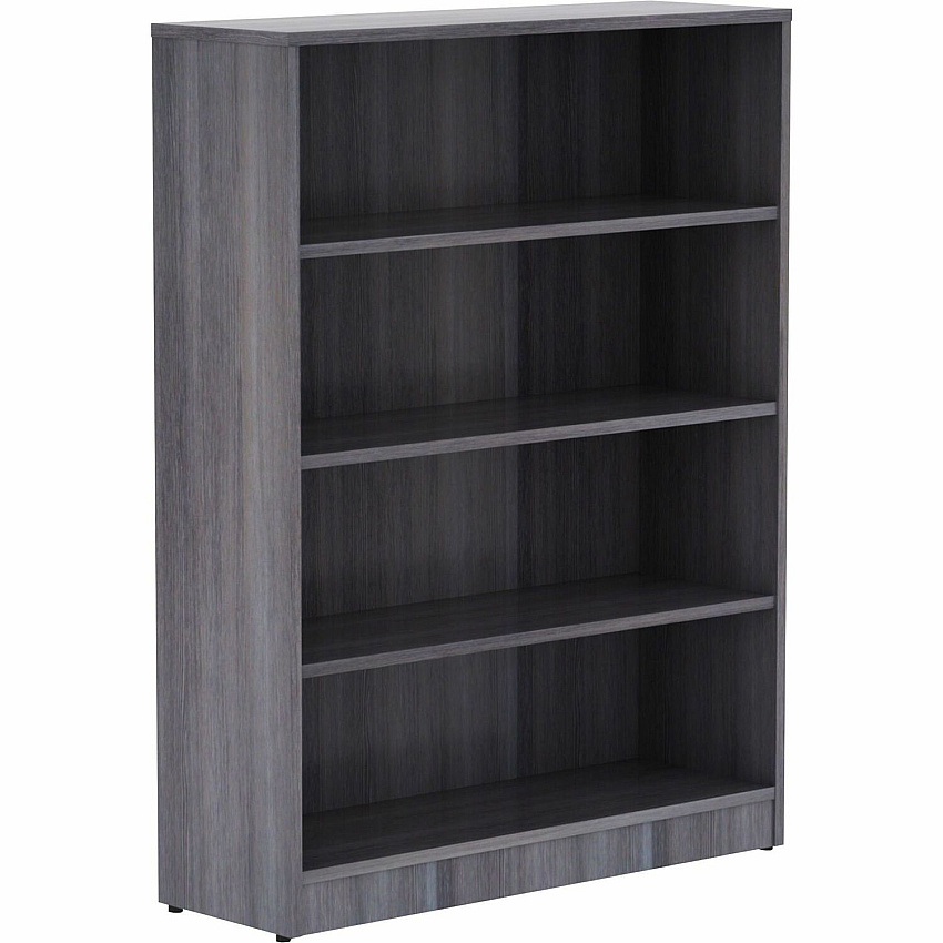 Lorell Laminate Bookcase 4 Shelf(ves) - 48" Height x 36" Width x 12" Depth - Sturdy, Adjustable Shelf, Square Corner, Adjustable Feet - Weathered Charcoal - Thermally Fused Laminate - 1 Each (LLR69566)