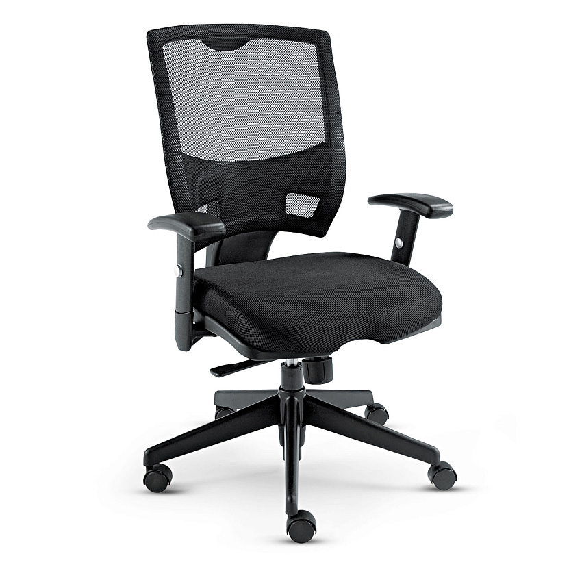 Alera Epoch Series Fabric Mesh Multifunction Chair, Supports Up to 275 lb, 17.63" to 22.44" Seat Height, Black (ALEEP42ME10B)