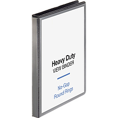 Business Source Heavy-duty View Binder 1/2" Binder Capacity - Letter - 8 1/2" x 11" Sheet Size - 125 Sheet Capacity - Fastener: Round Ring - Pocket: 2, Internal - Polypropylene, Chipboard - Black - Heavy Duty, Wrinkle-free, Gap-free Ring, Non-g (BSN19550)