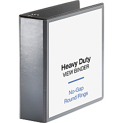 Business Source Heavy-duty View Binder 3" Binder Capacity - Letter - 8 1/2" x 11" Sheet Size - 625 Sheet Capacity - Fastener: Round Ring - Pocket: 2, Internal - Polypropylene, Chipboard - Black - Heavy Duty, Wrinkle-free, Gap-free Ring, Non-gla (BSN19750)