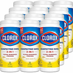 Clorox Disinfecting Cleaning Wipes Ready-To-Use - Crisp Lemon Scent - Anti-bacterial, Textured, Bleach-free - Yellow - 35/Tub - 2 / Pallet (01594PL) Clorox Disinfecting Cleaning Wipes Ready-To-Use - Crisp Lemon Scent - Anti-bacterial, Textured, Bleach-free - Yellow - 35/Tub - 2 / Pallet (01594PL)