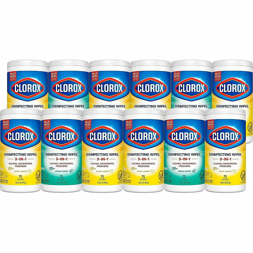 Clorox Disinfecting Bleach Free Cleaning Wipes Value Pack For Multi Surface, Multipurpose - Ready-To-Use - Wipe - Crisp Lemon, Fresh Scent - Recommended For: Grease Remover, Soap Scum Remover, Grime Remover, Germs Remover, Bacteria Remover, Dust (30208PL)