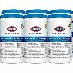 Clorox Healthcare Bleach Germicidal Wipes Ready-To-Use - 5" Length x 6" Width - Anti-corrosive, Residue-free - White - 150/Tub - 3 / Pallet (30577PL) Clorox Healthcare Bleach Germicidal Wipes Ready-To-Use - 5" Length x 6" Width - Anti-corrosive, Residue-free - White - 150/Tub - 3 / Pallet (30577PL)