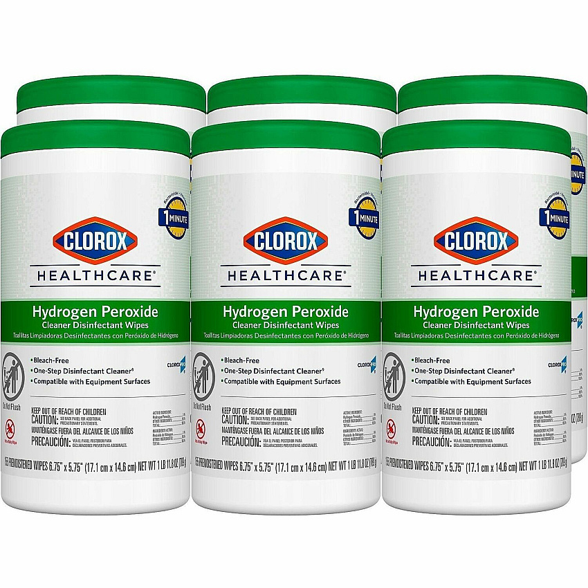 Clorox Healthcare Hydrogen Peroxide Cleaner Disinfectant Wipes For Multi Surface, Multipurpose - Wipe - 5.75" Length x 6.75" Width - Recommended For: Bacteria Remover, Fungi Remover, Virus Remover, Germs Remover, Soil Remover - Bleach-free, Anti (30825PL)