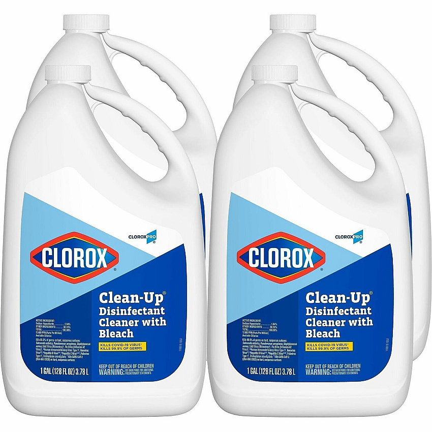 CloroxPro™ Clean-Up Disinfectant Cleaner with Bleach Refill For Multipurpose - Liquid - 128 fl oz (4 quart) - Fresh Scent - Recommended For: Stain Remover, Odor Remover, Virus Remover, Germs Remover - Disinfectant, Antibacterial - Clear -  (35420PL)