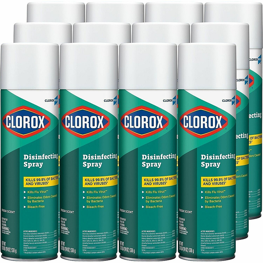 CloroxPro™ Disinfecting Spray For Multipurpose, Multi Surface - Spray - 19 fl oz (0.6 quart) - Fresh Scent - Recommended For: Virus Remover, Fungi Remover, Bacteria Remover, Odor Remover, Mold Remover - Bleach-free, Deodorize, Antibacteria (38504PL)