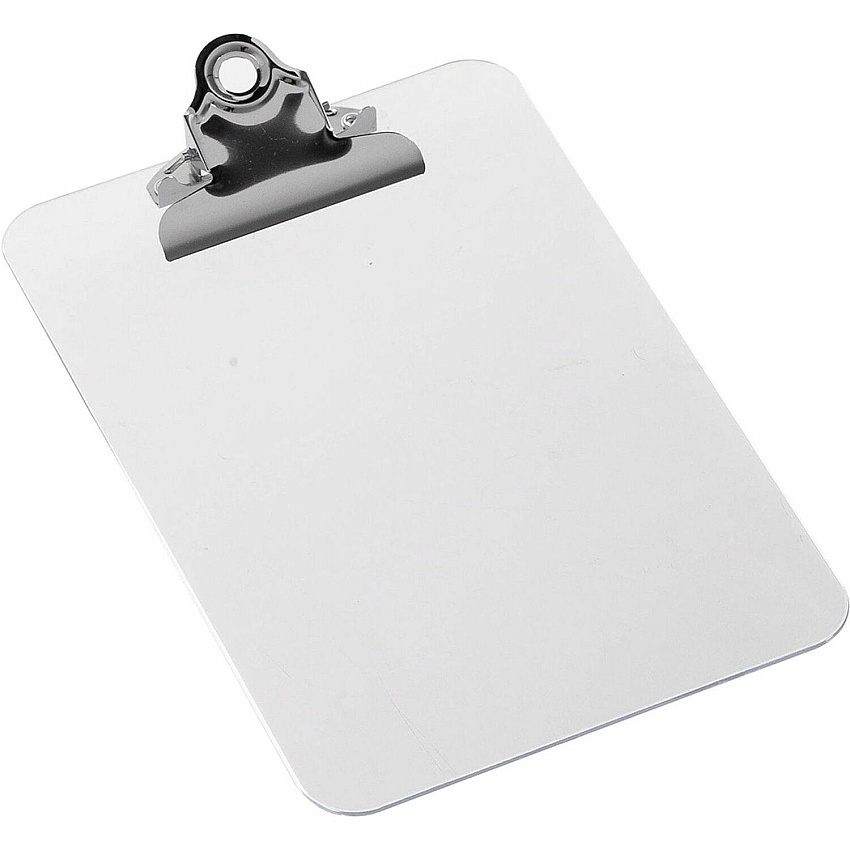 Business Source Plastic Clipboard 6" x 9" Sheet Size - Spring Clip - Plastic - Clear - 1 Each (BSN01858)