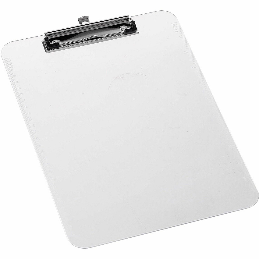 Business Source Flat Clip Clipboard 9" x 12" Sheet Size - Plastic - Clear - 6 / Bundle (BSN01869BD)
