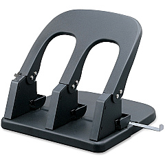 Business Source Adjustable Three-hole Punch 3 Punch Head(s) - 100 Sheet - Die-cast Metal - 10.2" Width x 10.4" Depth x 6.2" Height - Black - 1 Each (BSN06527)