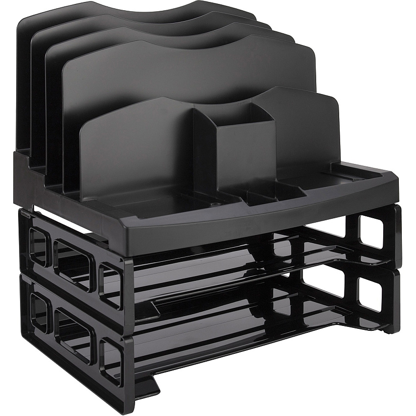 Business Source Smart Sorter Letter Tray/Organizer 9 Compartment(s) - 14" Height x 13.12" Width x 9.88" Depth - Desktop - Black - 1 Box (BSN26372)