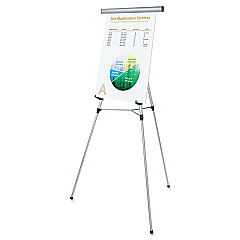 Universal 3-Leg Telescoping Easel with Pad Retainer, Adjusts 34" to 64", Aluminum, Silver (UNV43050)