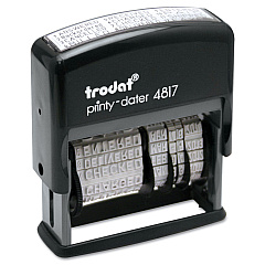 Trodat Printy Economy 12-Message Date Stamp, Self-Inking, 2" x 0.38", Black (E4817)
