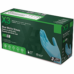 Ammex X3 Blue Nitrile Industrial Latex Free Disposable Gloves (Case of 1000) 3 mil Thickness - Large Size - For Right/Left Hand - Textured - Blue - Latex-free, Chlorinate, Comfortable, Puncture Resistant - For Industrial, Food Service, Janitoria (X346100) Ammex X3 Blue Nitrile Industrial Latex Free Disposable Gloves (Case of 1000) 3 mil Thickness - Large Size - For Right/Left Hand - Textured - Blue - Latex-free, Chlorinate, Comfortable, Puncture Resistant - For Industrial, Food Service, Janitoria (X346100)