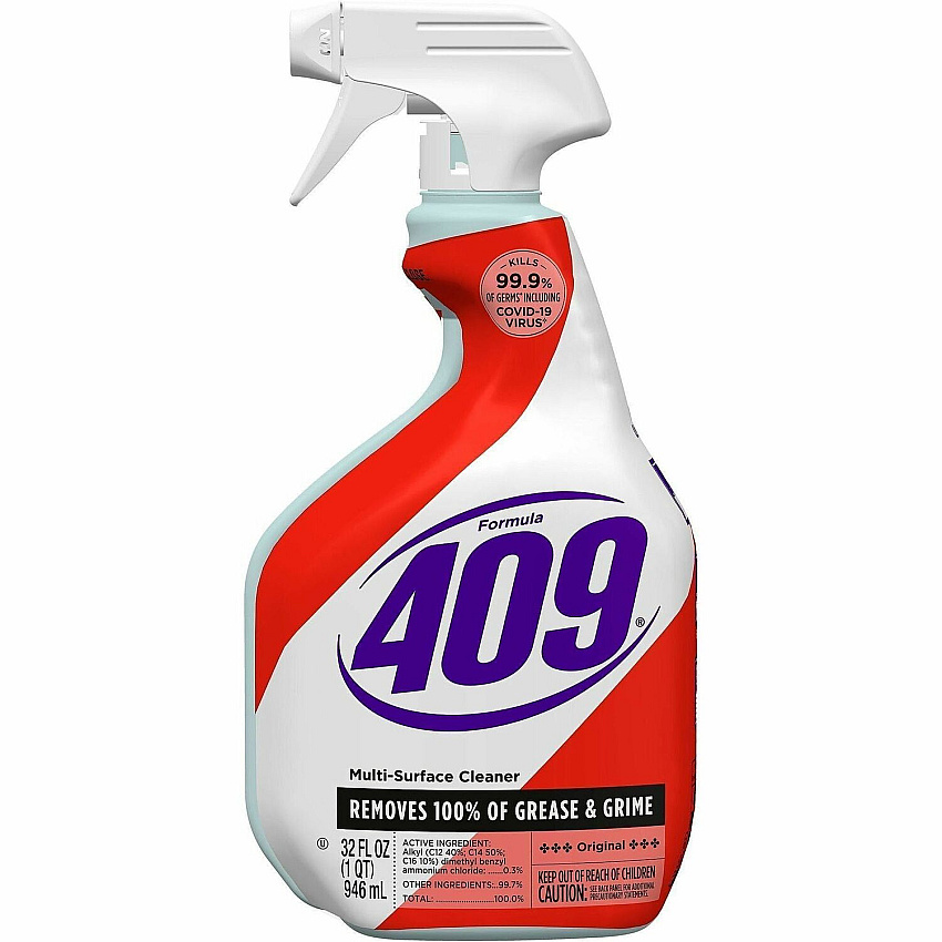 Formula 409 Multi-Surface Cleaner For Multi Surface - Spray - 32 fl oz (1 quart) - Original Scent - Recommended For: Grease Remover, Mold Remover, Mildew Remover, Grime Remover, Germs Remover - Anti-bacterial, Deodorize, Disinfectant - White, Red  (31220)